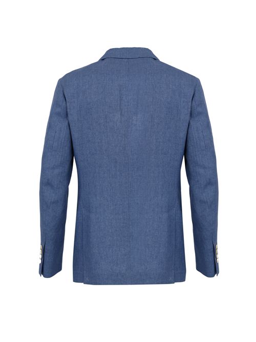 Giacca tre bottoni in lino stile denim BRUNELLO CUCINELLI | MB4307BTDC013